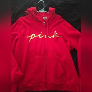 PINK Victoria's Secret Red Zip-Up Hoodie